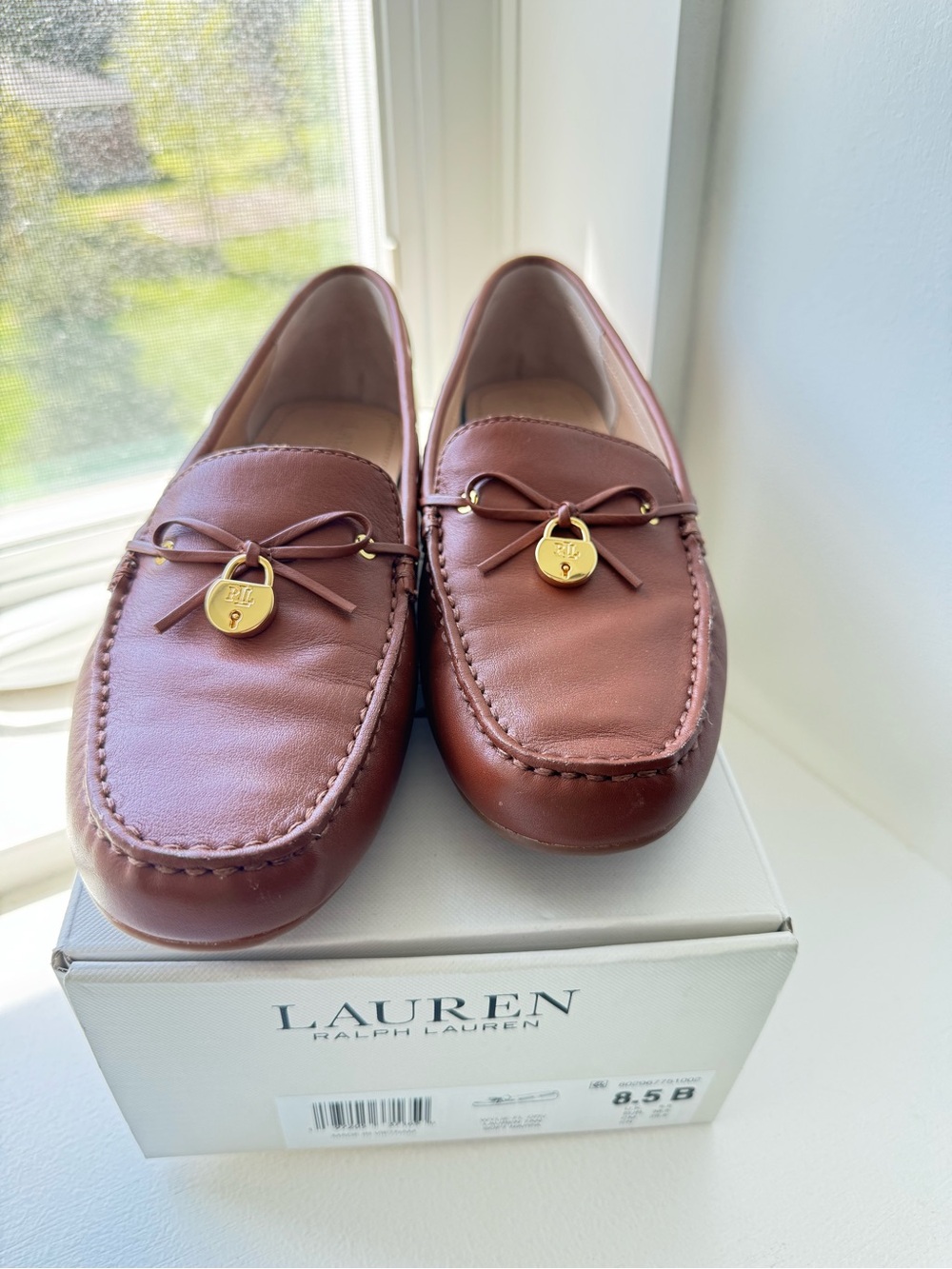 Lauren Ralph Lauren Nappa Leather Loafers with Gold Charm